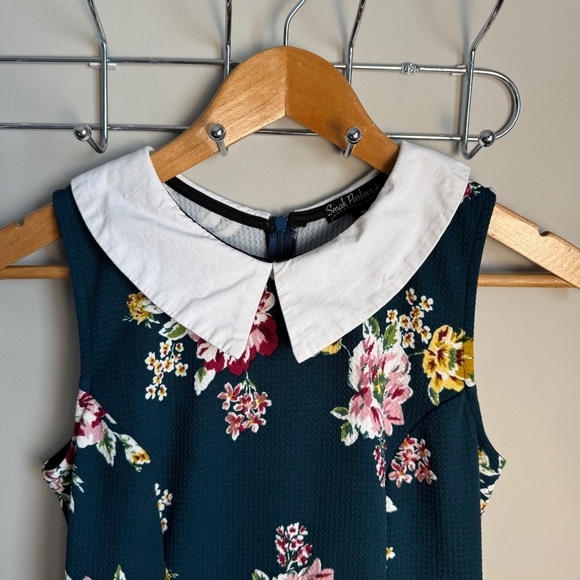 SMAK Parlour Women's Sleeveless Babydoll Collared Floral Print Dress Y2K Green S - Picture 3 of 14